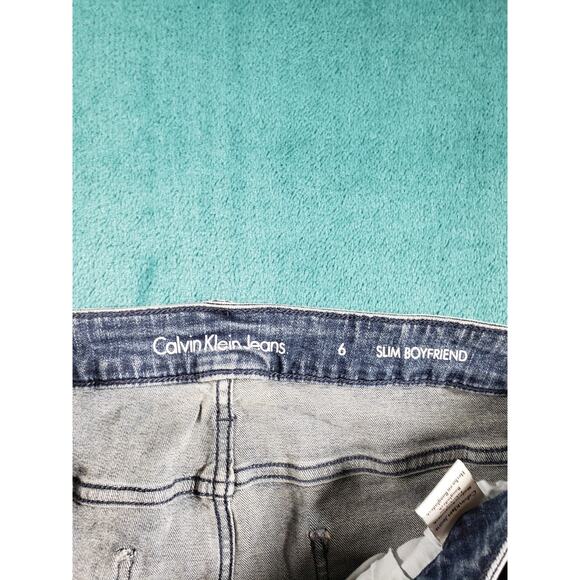 Calvin Klein Jeans Size 6 Womens Blue Pants Stretch Mid Rise Slim Boyfriend - Picture 3 of 13